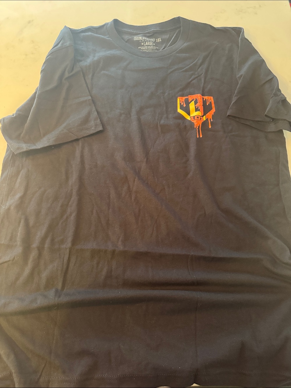 Baseball Lifestyle Black and Tangerine Drip T Shirt